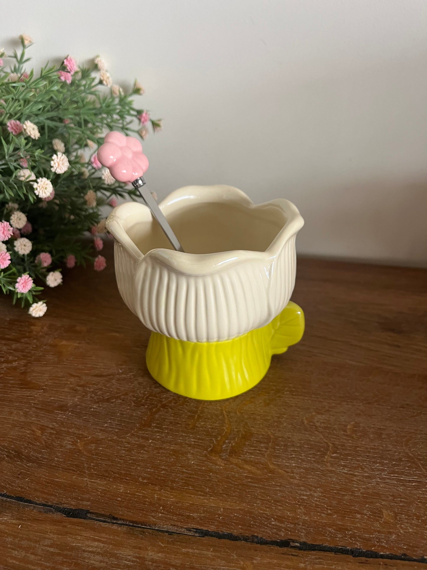 Colorful Shiny Flower Mug/ Cup with Flower Spoon