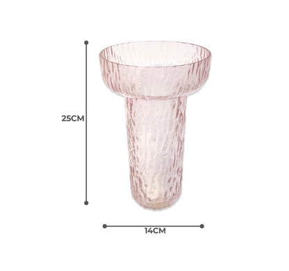 Ribbed Wide Glass Vase