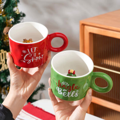 Christmas Mugs With 3D Miniature Figurines