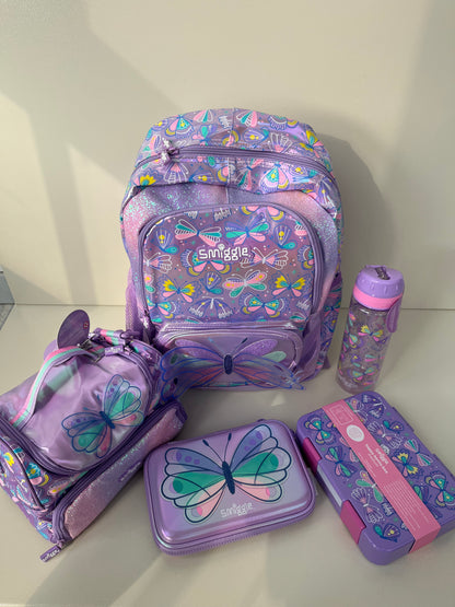 Smiggle Backpack Butterflies 5 pieces Set