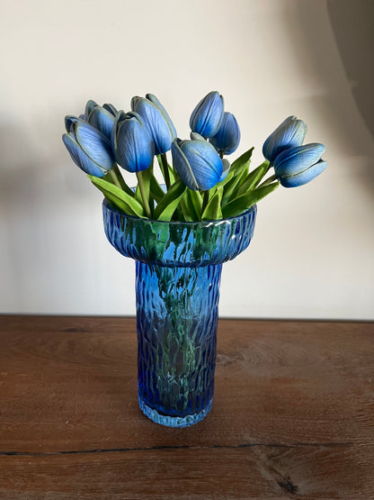 Ribbed Wide Glass Vase