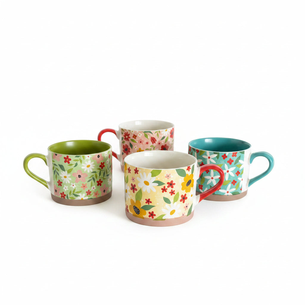 Large Flowery Colorful Mug