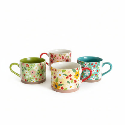 Large Flowery Colorful Mug