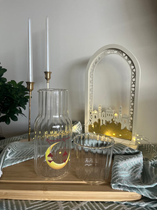 Ramadan Glass Bottle & Cup Set