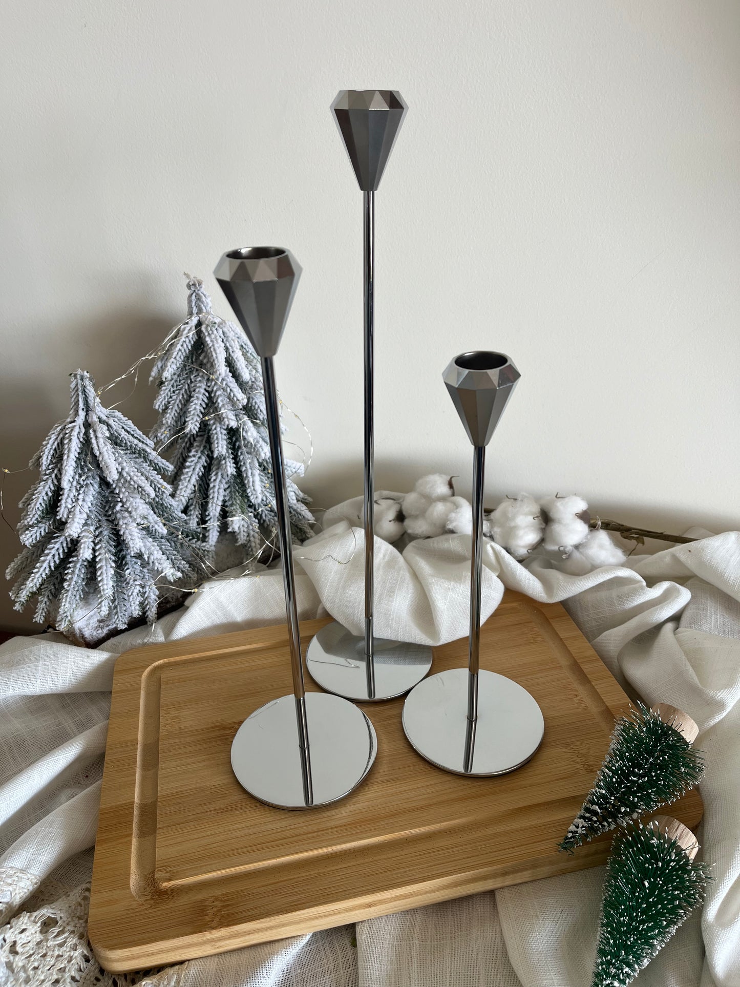 Diamond Candle Holder Set of 3