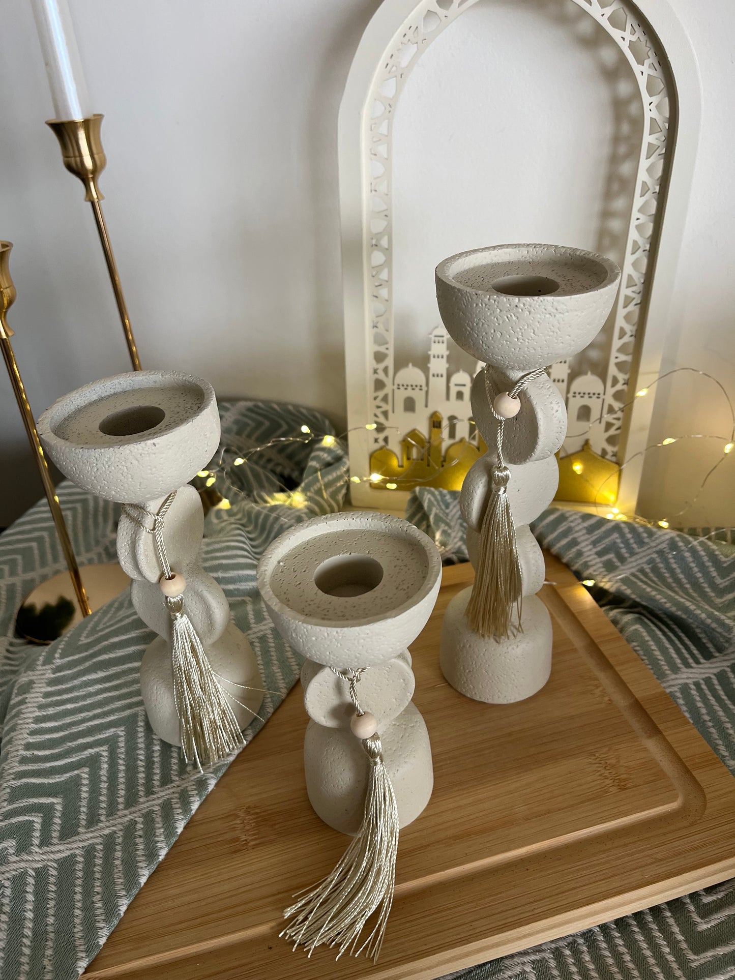 Stone Candle Holder Set