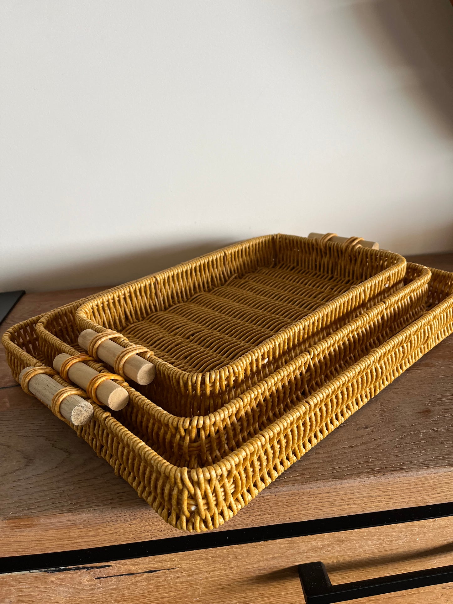 Boho Woven Trays Set