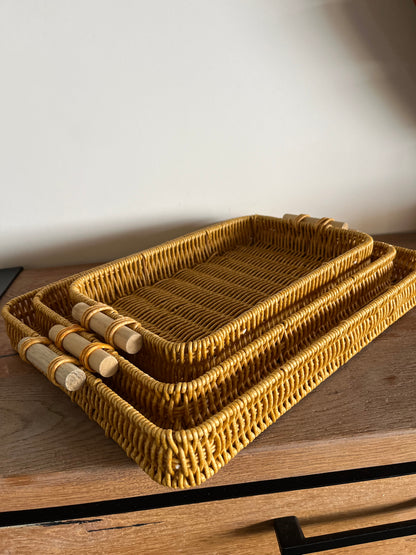 Boho Woven Trays Set
