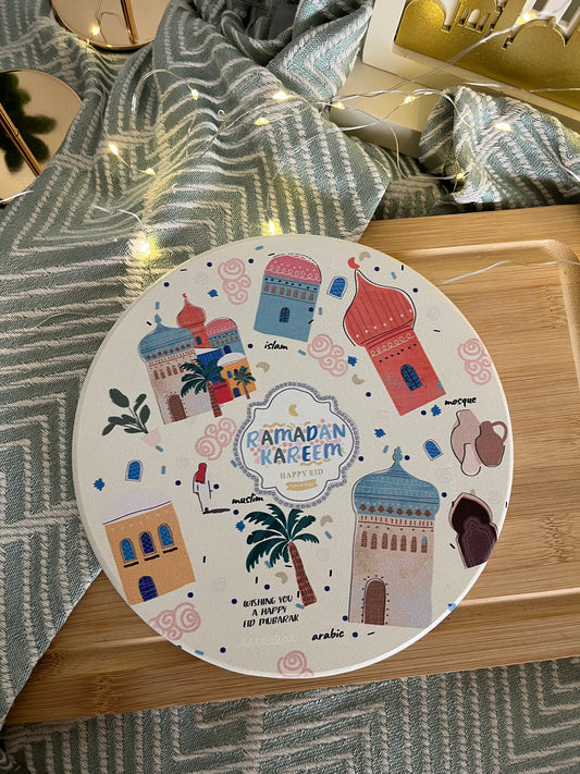 Ramadan Round Stone Coaster 19cm