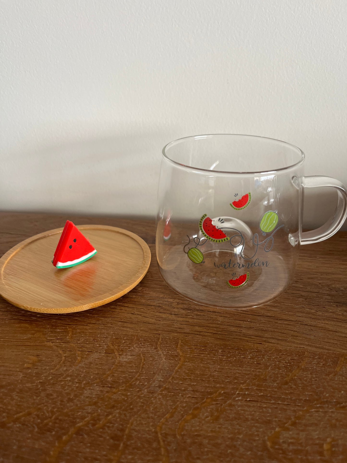 Watermelon Glass Mug with Coaster/Cover