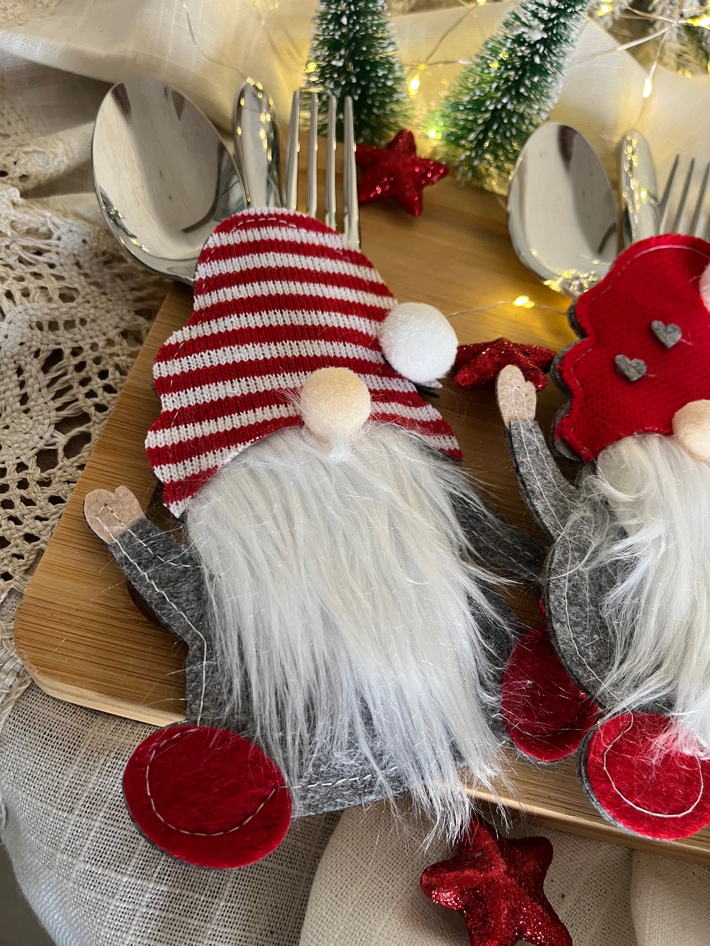 Christmas Gnomes Cutlery Holders Set