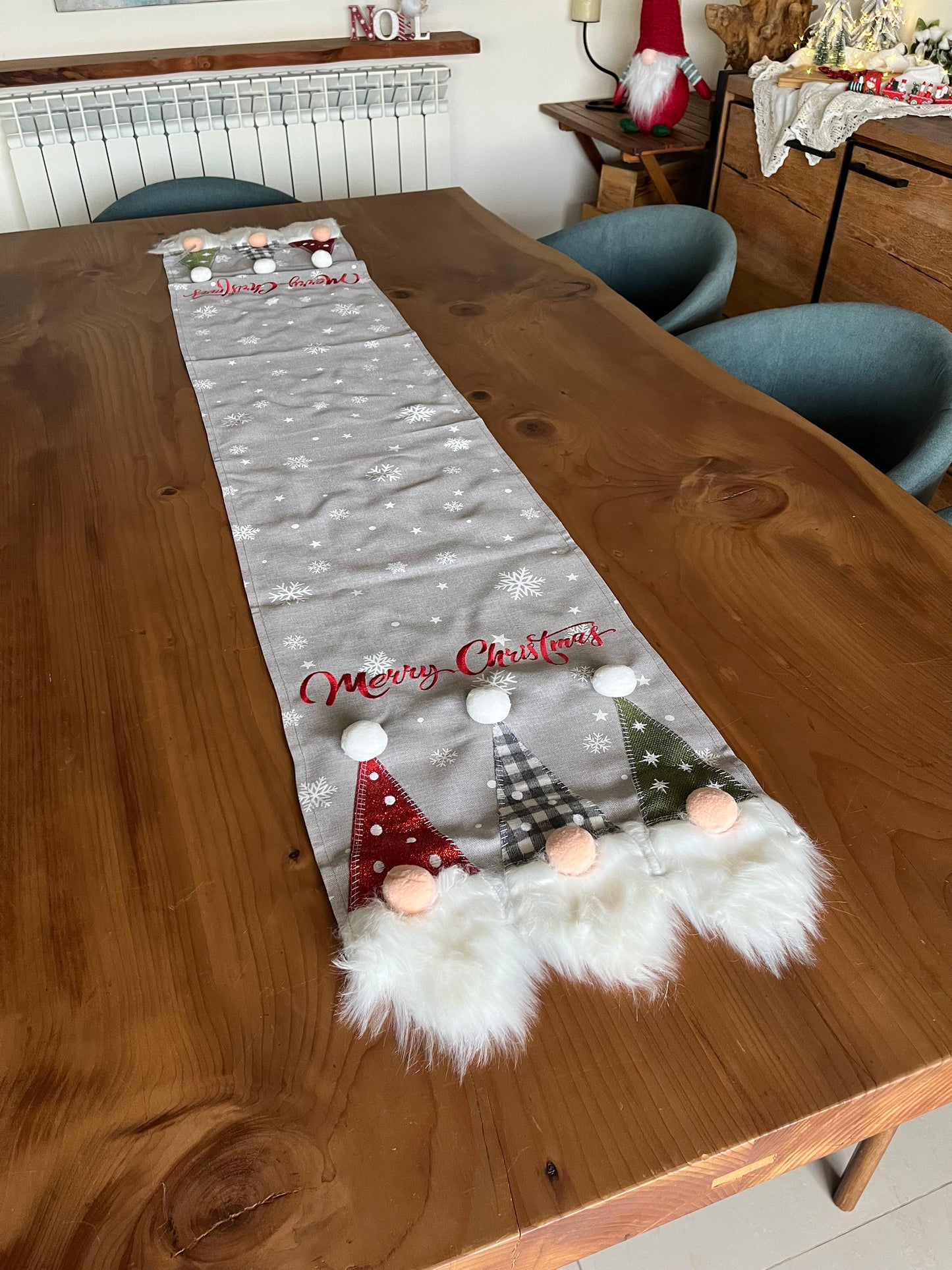 Christmas 3D Gnomes Table Runner