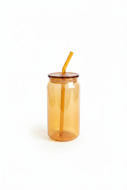Colorful Straw Glass Cup