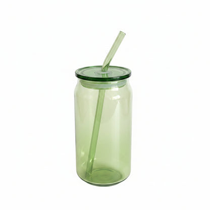 Colorful Straw Glass Cup