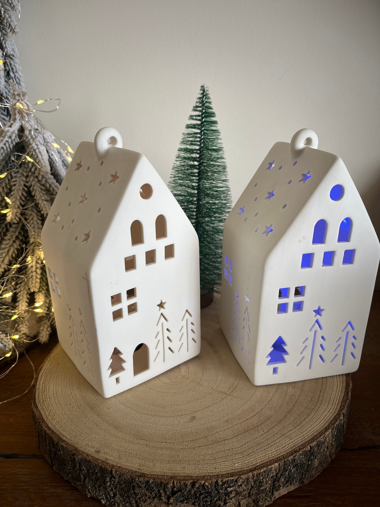 Christmas White House with multicolor lights