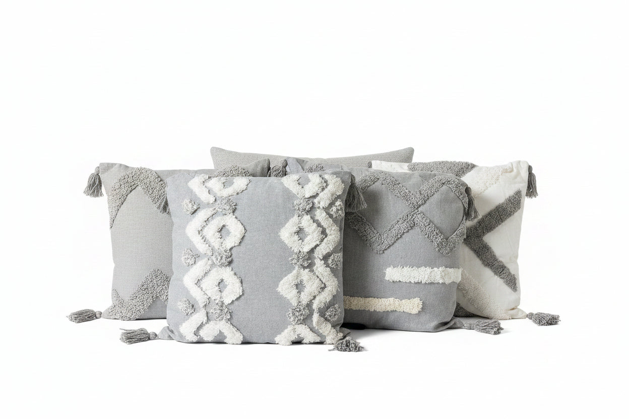 Boho Grey Cushion Cover & Filling