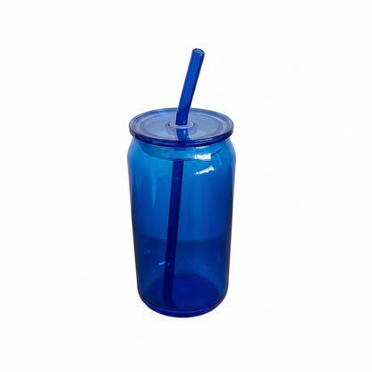 Colorful Straw Glass Cup