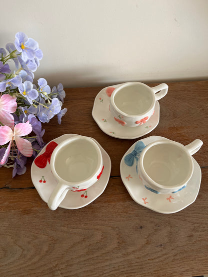 Handmade Bow Mug with Plate