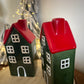 Christmas Green & Red House with lights