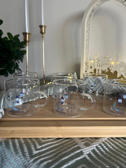 Ramadan Set of 6 Glass Coffee Cups