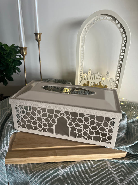 Ramadan Metal Grey Tissue Box