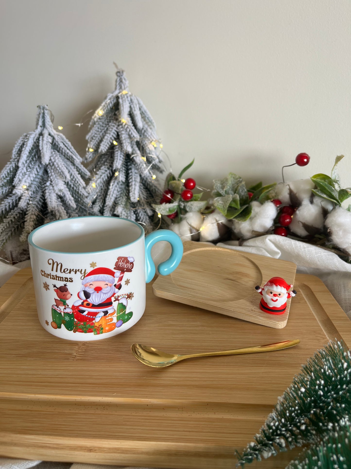 Christmas Ceramic Mug with Coaster & Spoon