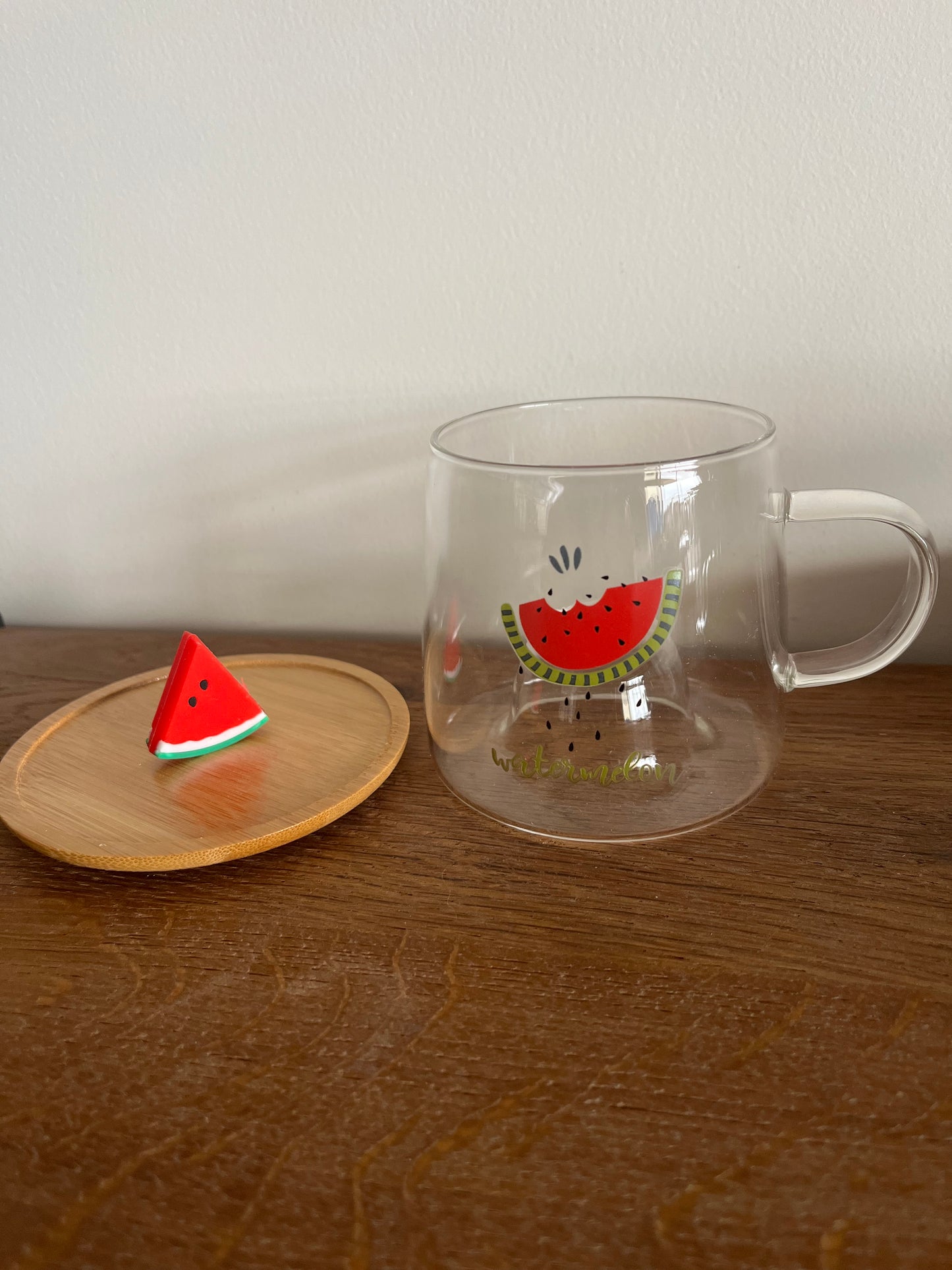 Watermelon Glass Mug with Coaster/Cover