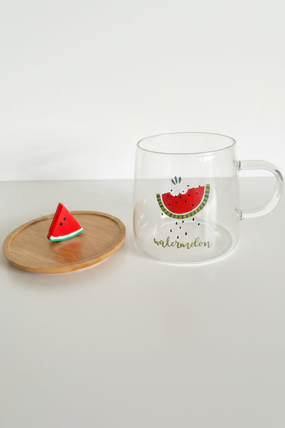 Watermelon Glass Mug with Coaster/Cover
