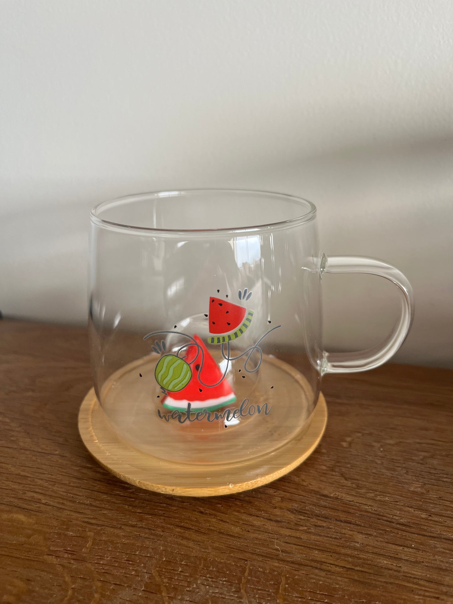 Watermelon Glass Mug with Coaster/Cover