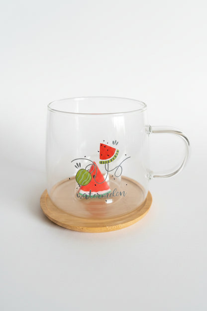 Watermelon Glass Mug with Coaster/Cover