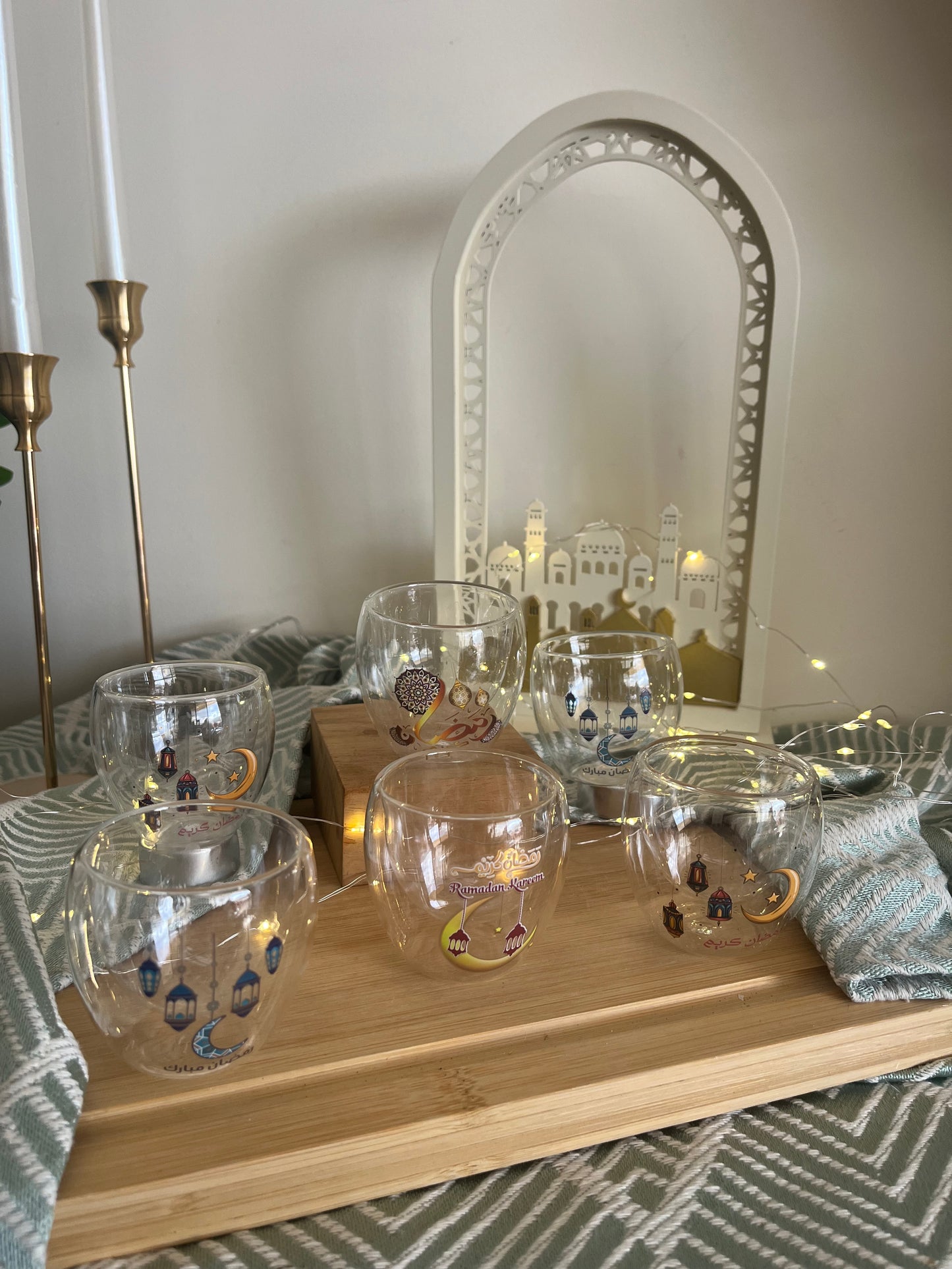 Ramadan Set of 6 Double Glass Coffee Cups