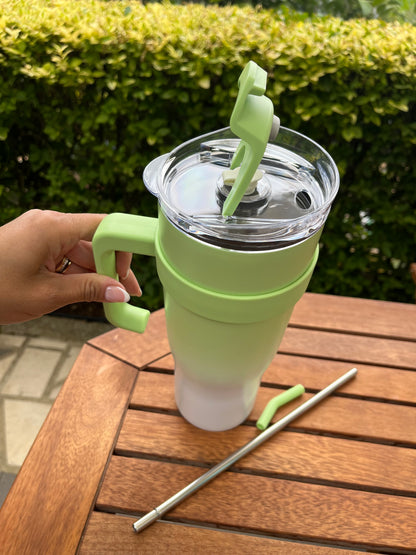 Tumbler with stainless straw