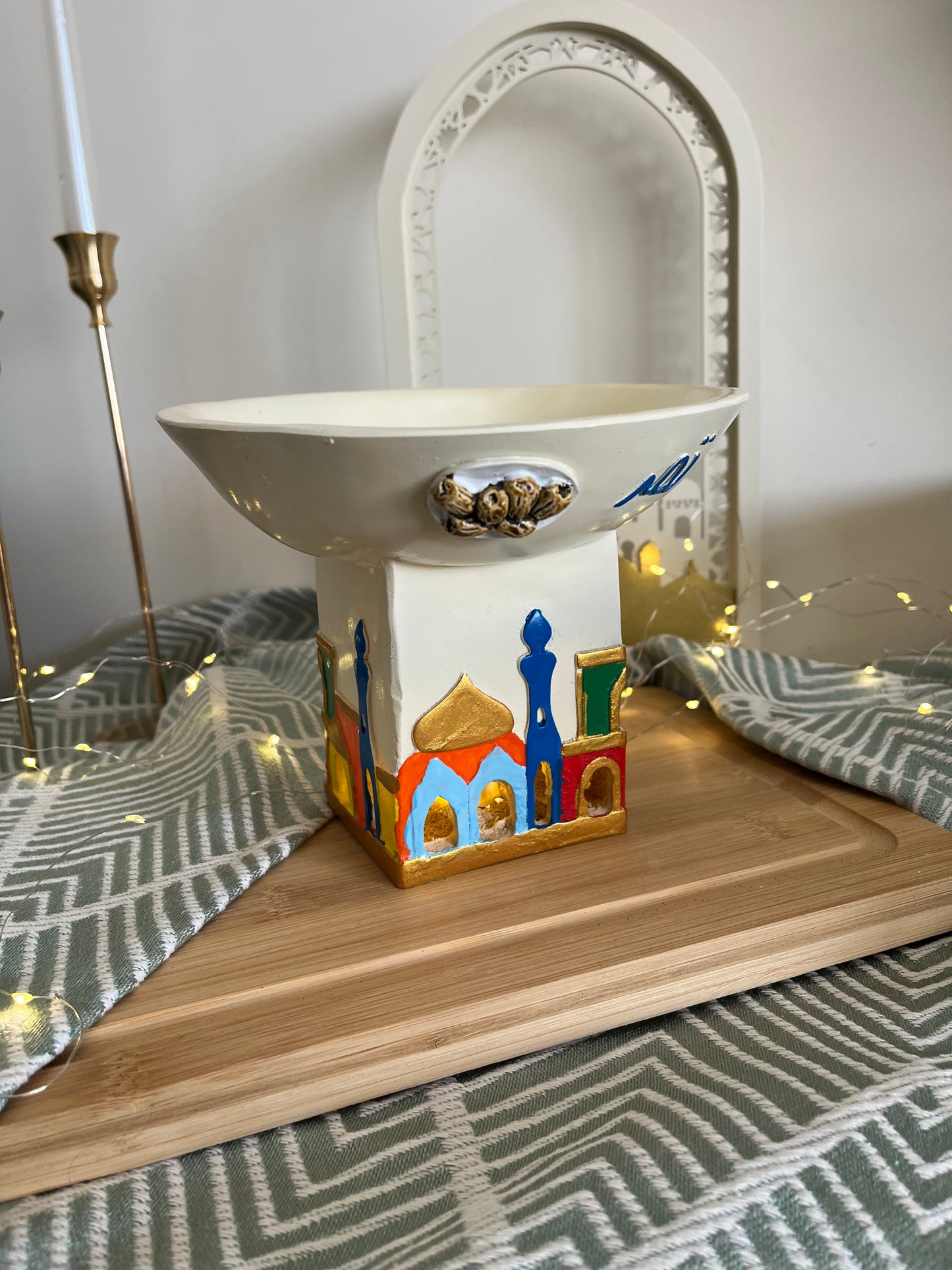 Ramadan Decorative Colorful Date Plate with lights