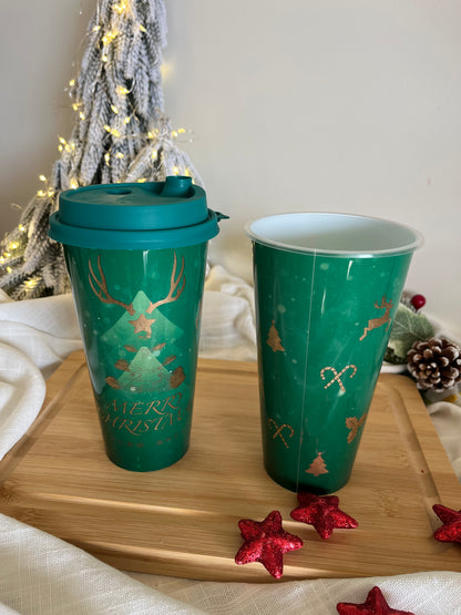 Christmas Plastic Cup with Cover