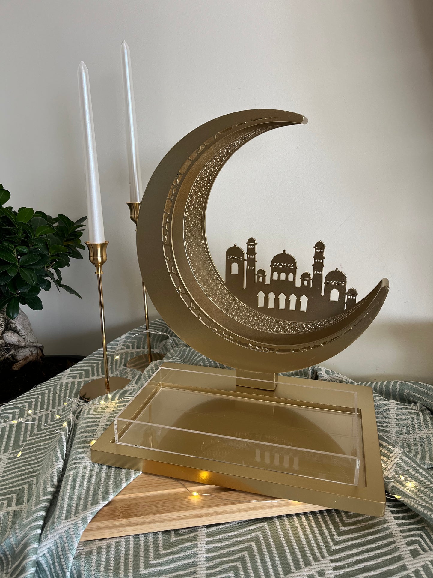 Ramadan Wood & Plexi Moon Tray