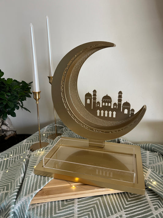 Ramadan Wood & Plexi Moon Tray