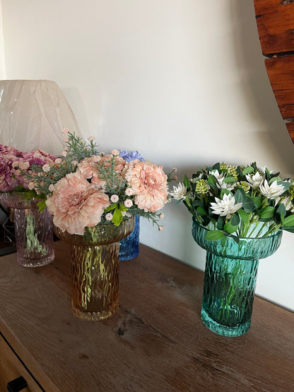 Ribbed Wide Glass Vase