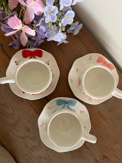 Handmade Bow Mug with Plate