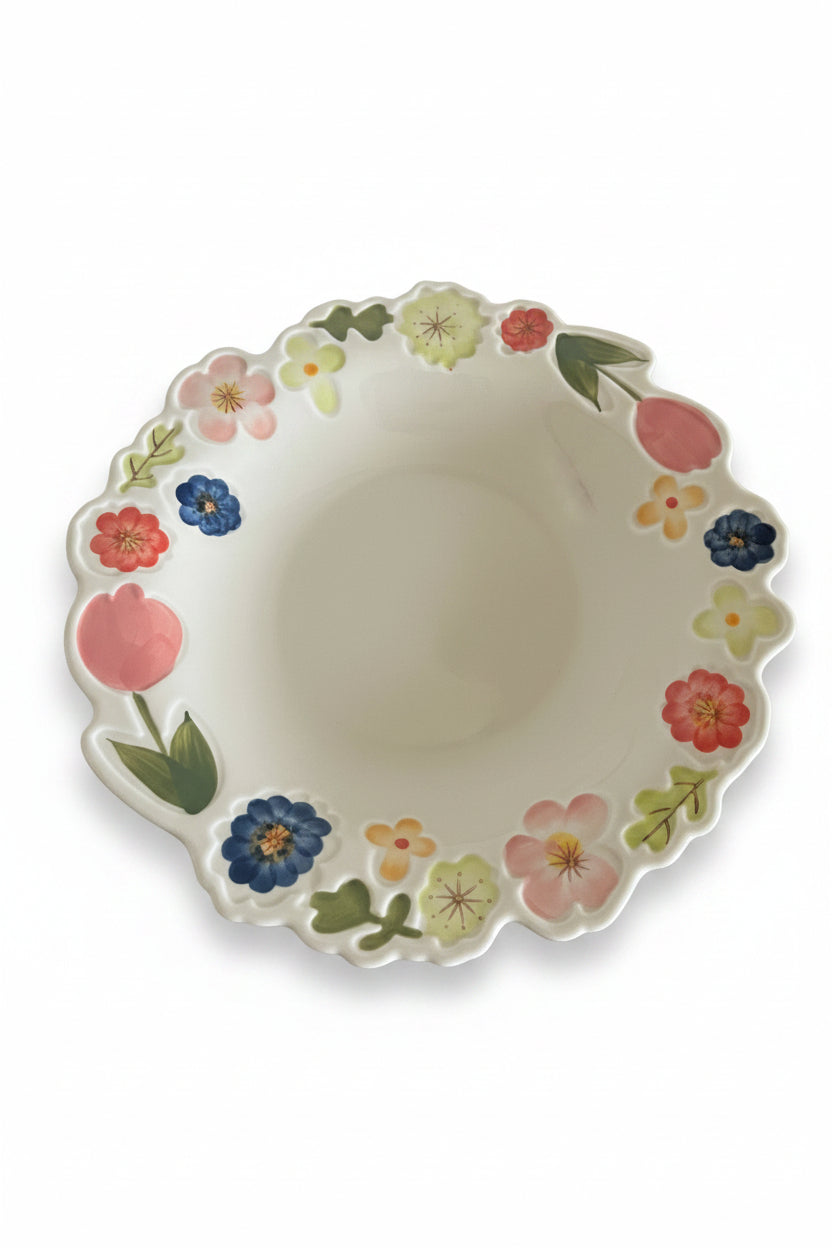 Colorful Flowers Round Plate