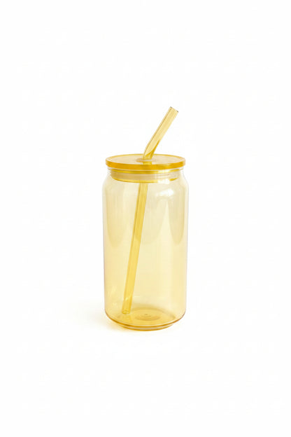 Colorful Straw Glass Cup