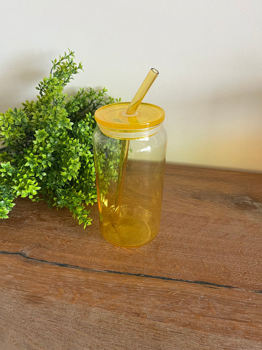 Colorful Straw Glass Cup