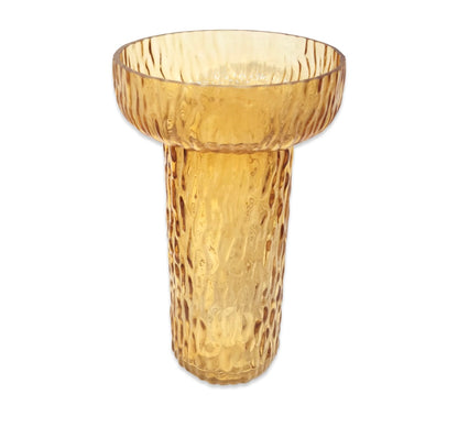 Ribbed Wide Glass Vase