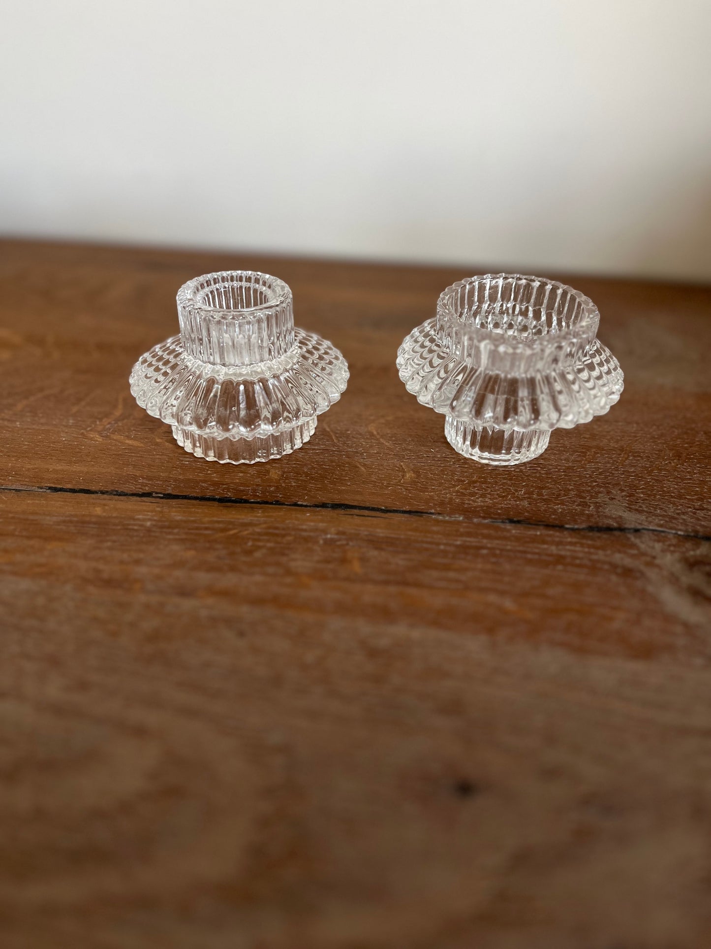 Transparent Glass Double Way Candle holder