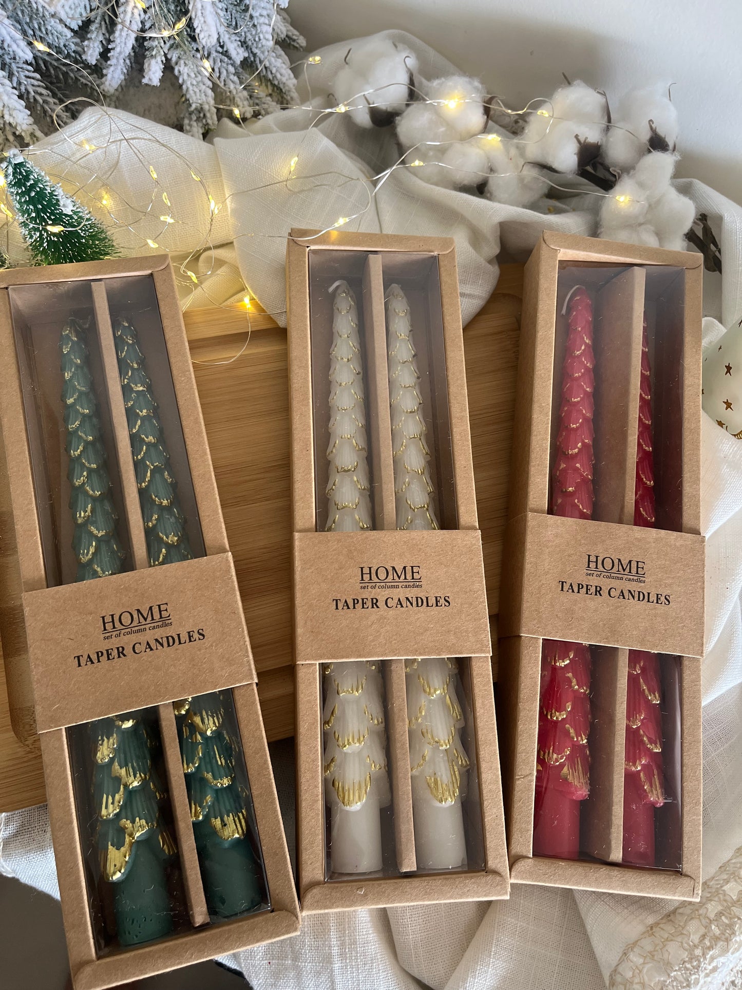 Christmas Set of 2 Tree Candles 25cm