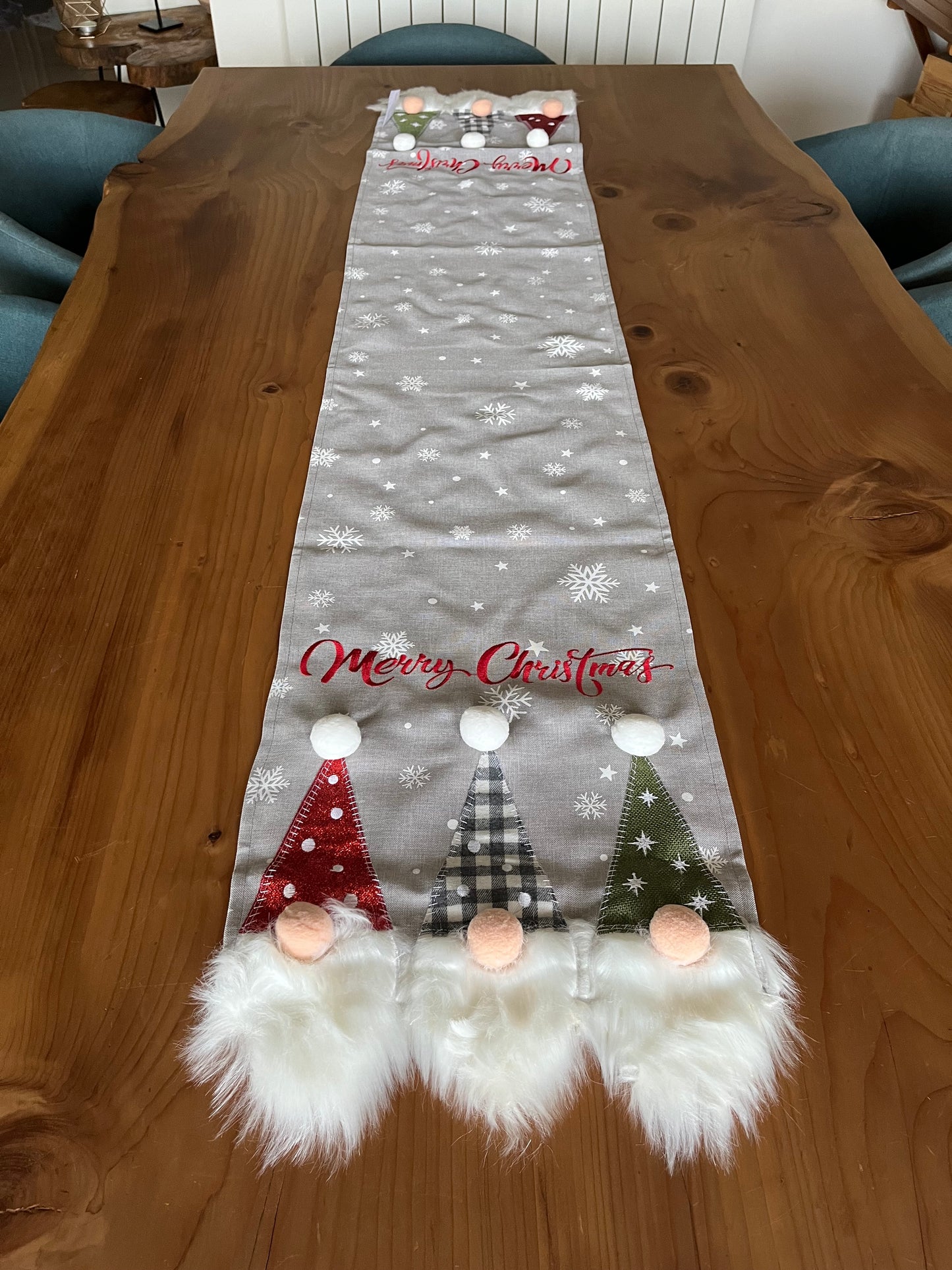 Christmas 3D Gnomes Table Runner