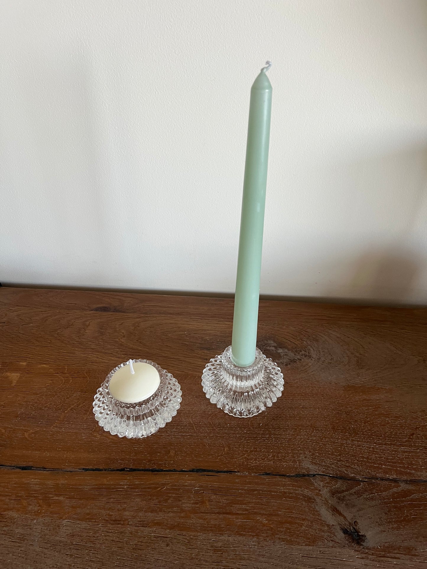 Transparent Glass Double Way Candle holder