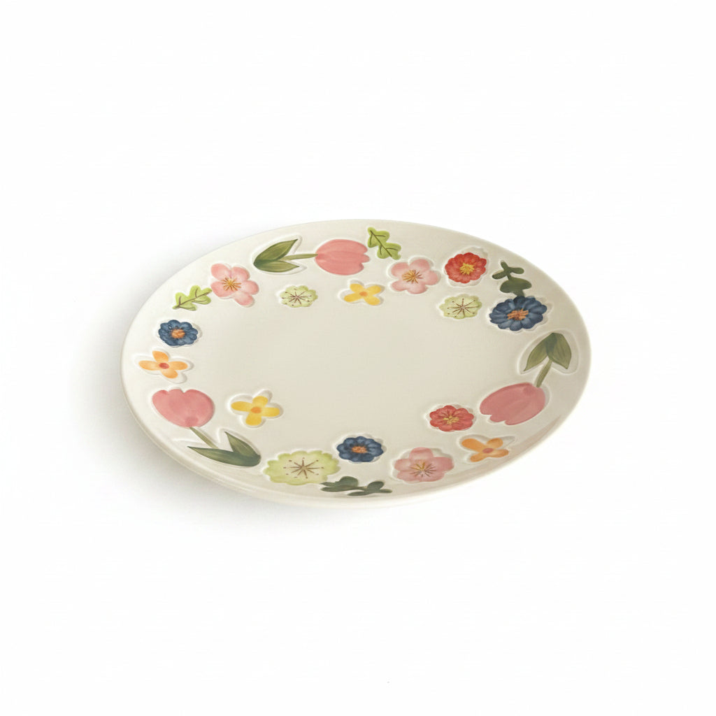 Colorful Flowers Round Plate