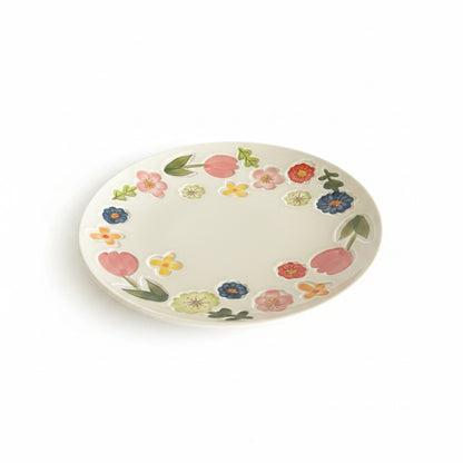 Colorful Flowers Round Plate