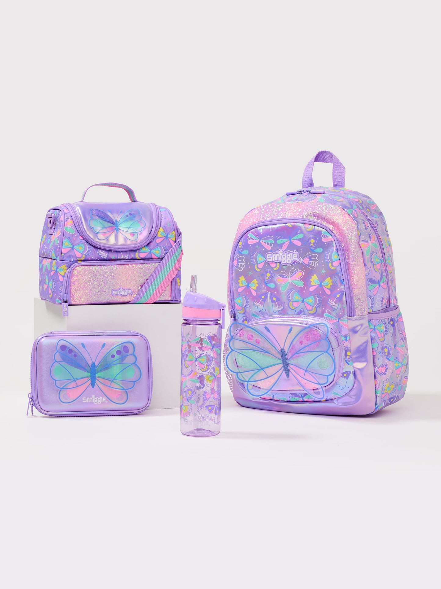 Smiggle Backpack Butterflies 5 pieces Set