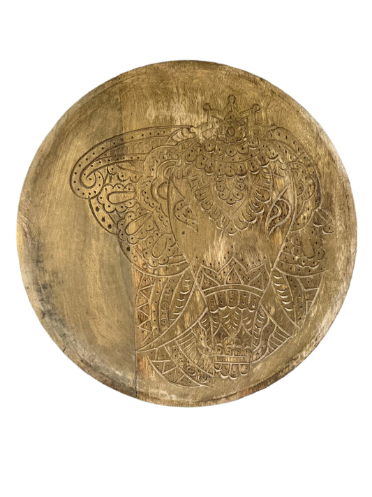 Handcrafted Wooden Plate (Elephant)